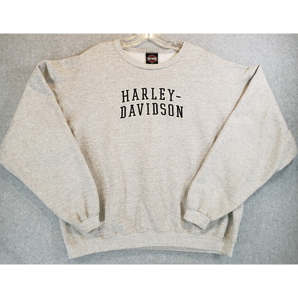 Harley Davidson Sweatshirt Mens Gray Sz XL Finks Harley Ohio Distressed Collar